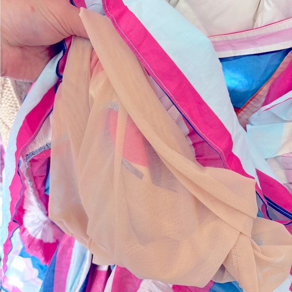 NWT Anthropologie Plenty by Tracy Reese Rainbow Ruffled Striped Maxi Dress Large - Picture 4 of 12